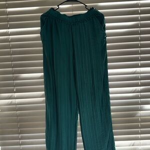 Zara Teal Pleated Wide-Leg Pants